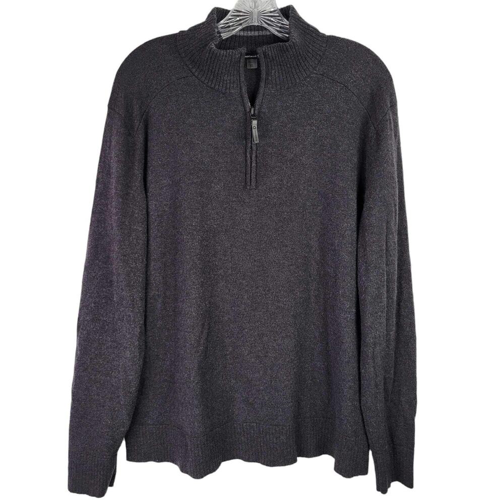 Smartwool Sweater Mens Size XL Zip Dark Gray Knit Merino Wool Pullover